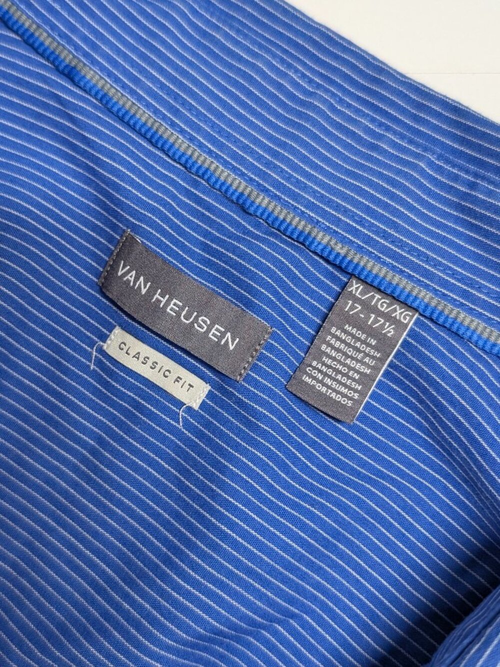 Pinstripe Button Down Shirt Classic Fit Cotton Blue Size XL Oversized (j) - Picture 8 of 8